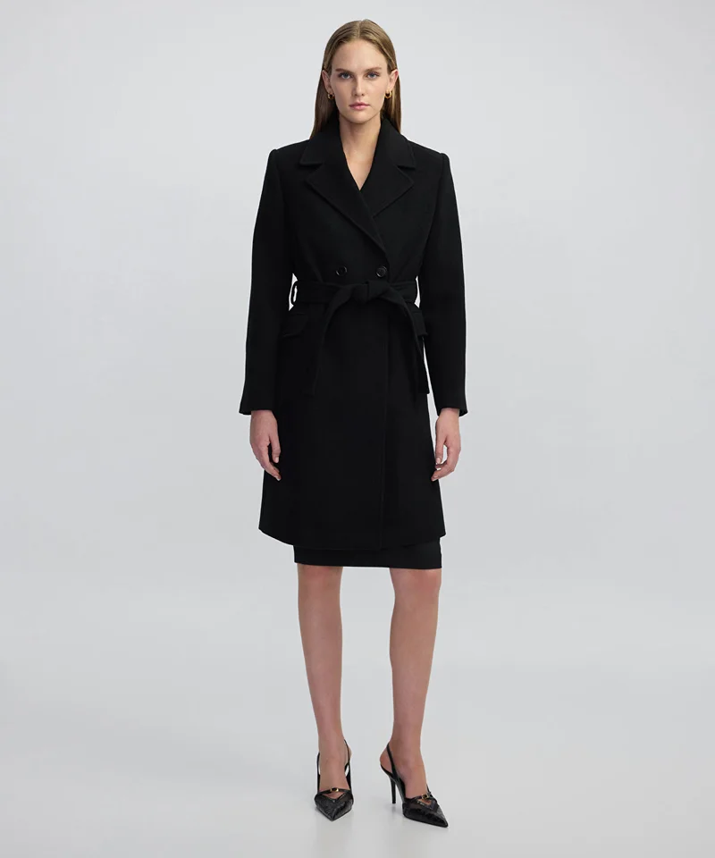 ابيكول Double-Breasted Coat with Belt
